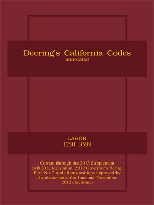 cover image of Deering's California Labor Code, Annotated